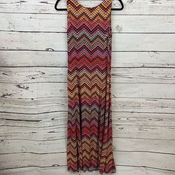 Vintage Lord & Taylor Maxi Dress Chevron Multi Size Small - Picture 9 of 12